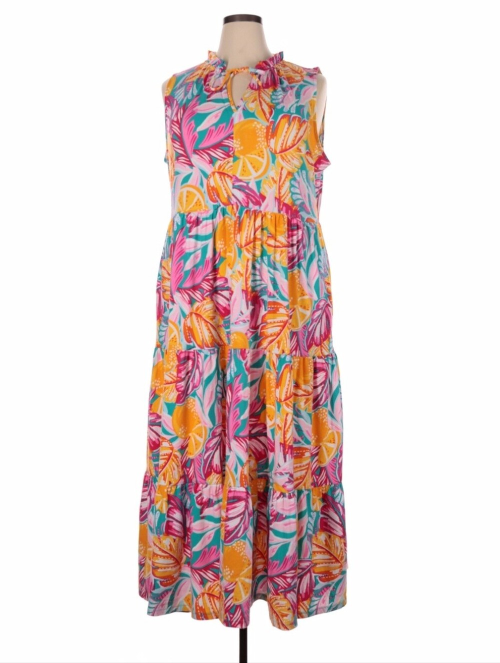Crown & Ivy Tropical Floral Tiered Maxi Dress | Size XXL - Picture 2 of 4